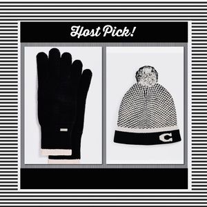 💯Coach Set of Colorblock Knit Hat & Glove Bundle